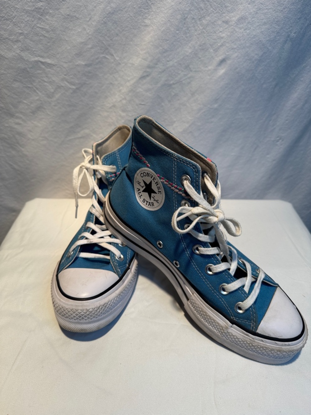 Converse High Top All Star Sneakers - Teal Blue with White